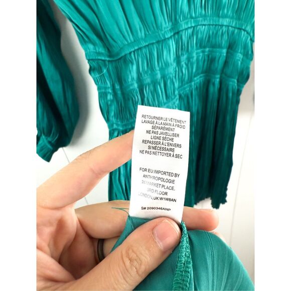 Anthropologie Current Air $138 Alyce Mini Dress Turquoise Blue Green Ruched XSP - Picture 11 of 12